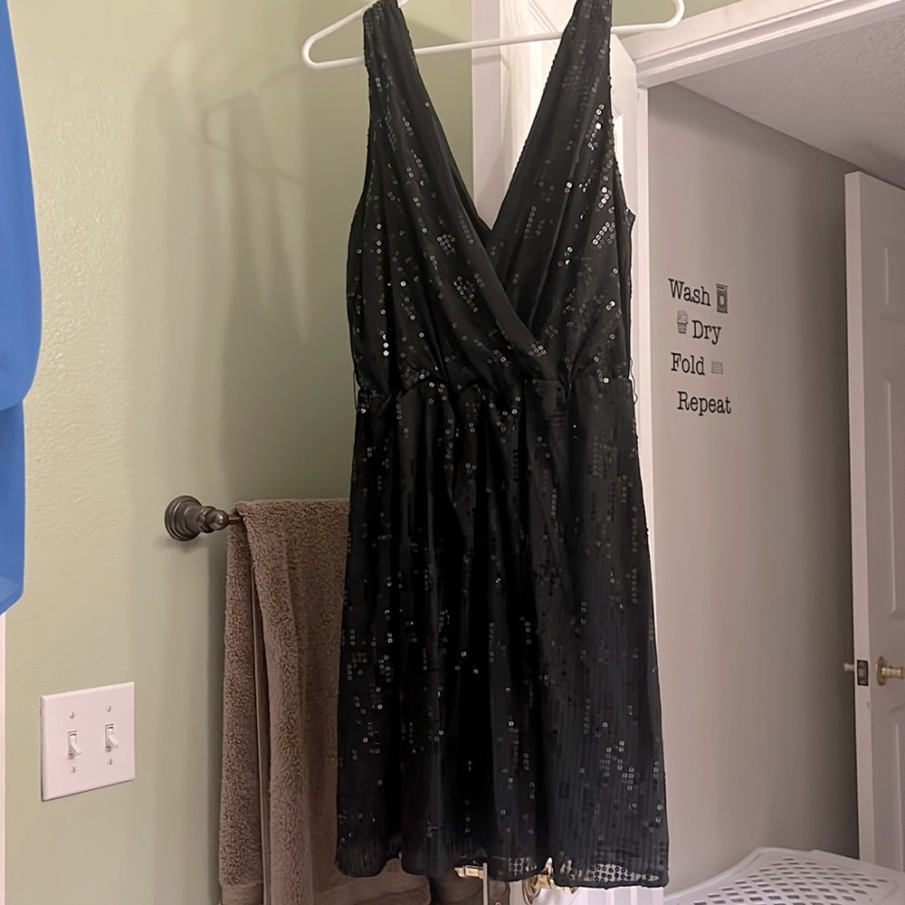 Black on black sequin mini dress Express L